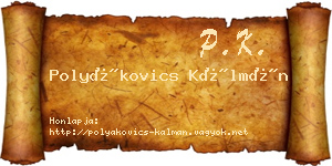Polyákovics Kálmán névjegykártya